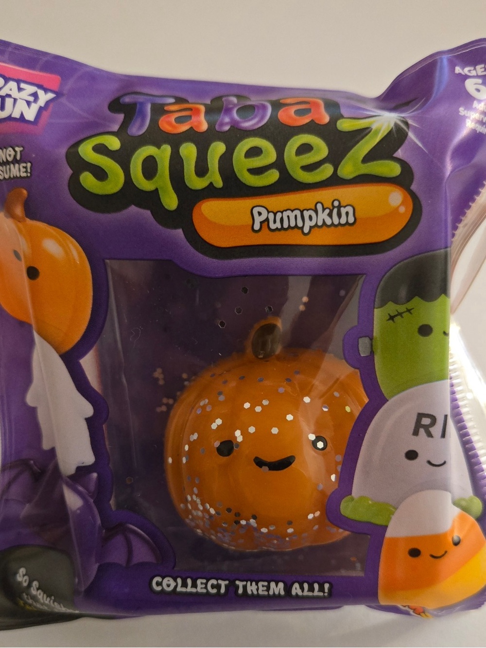 Crazy Fun Taba Squeez Pumkin  Squishy  Glitter Halloween NEW